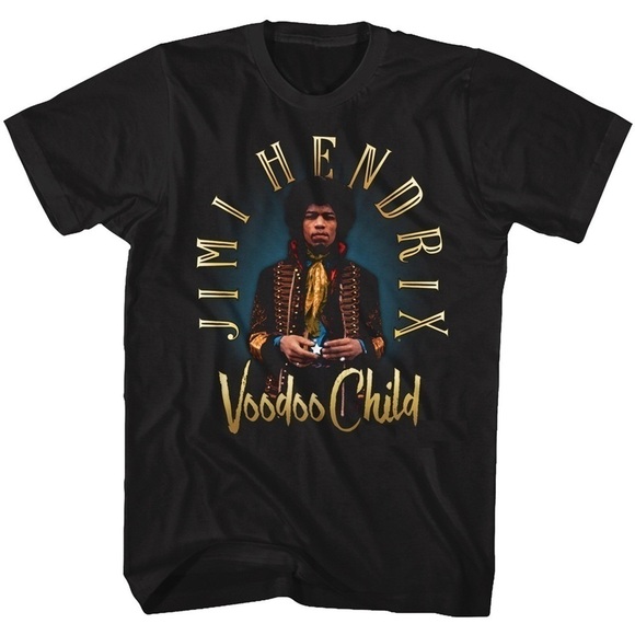 Jimi Hendrix Voodoo Child Psychedelic Rock Guitar Legend Art Graphic T-Shirt - Picture 1 of 4